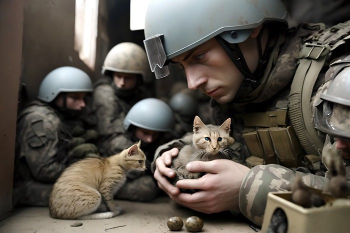 兵士と猫