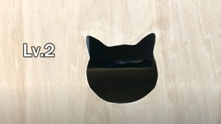 Lv2という文字と猫型の穴