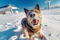 犬が雪を食べる！こ…の画像