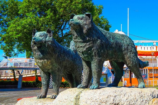 樺太犬のタロ・ジロの銅像