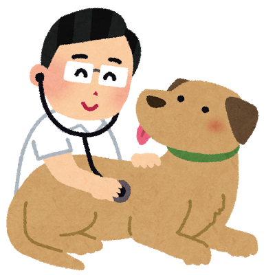 犬と獣医のイラスト