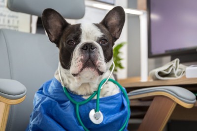 聴診器と犬