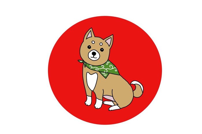 柴犬と日本国旗