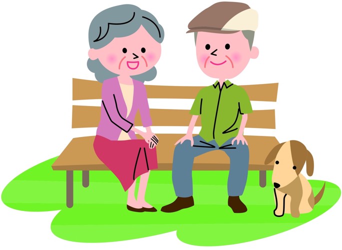 老夫婦と犬